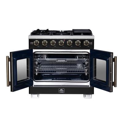 36" Forno Capriasca Freestanding French Door Gas Range - FFSGS6460-36BLK