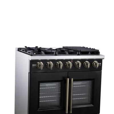 36" Forno Capriasca Freestanding French Door Gas Range - FFSGS6460-36BLK