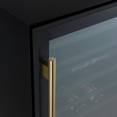 24" Forno Bacchino Wine Cooler in Black with Antique Brass Handles with LED Lighting Triple Glass Door 51 Bottle Capacity Built-In or Freestanding - FWCDR6634-24BLK