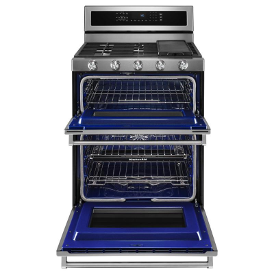 30" KitchenAid 5 Burner Dual Fuel Double Oven Convection Range - KFDD500ESS