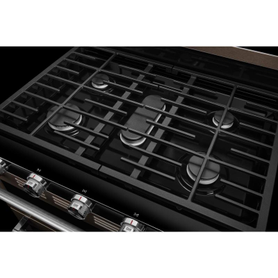30" KitchenAid 6 Cu. Ft. Double Oven Convection Gas Range With 5 Burner - KFGD500EBS