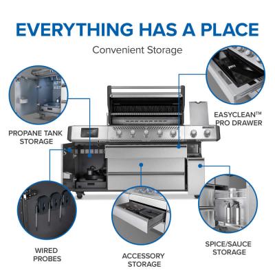 77" Napoleon Prestige PRO 665 Elite Natural Gas 5 Main Burners Grill - PRO665VXRSIBNSS