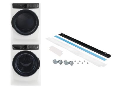 27" Electrolux Front Load Electric Dryer and Front Load Perfect Steam Washer and Stacking Kit - ELFE773CMW-ELFW7738MW-STACKIT7X