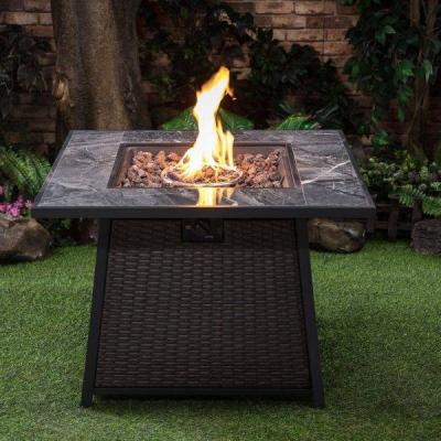 35" Deko Living Square Outdoor Propane Gas Fire Pit Table - COB10001