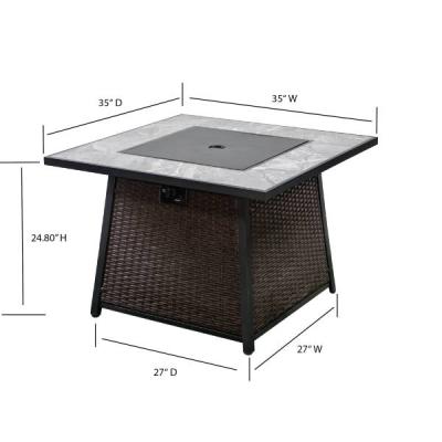 35" Deko Living Square Outdoor Propane Gas Fire Pit Table - COB10001