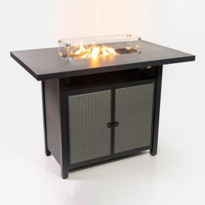 55" Deko Living Rectangular Outdoor Propane Gas Fire Pit Barstool Table - COB10005