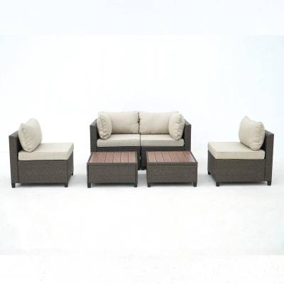 Deko Living 8 Piece Brown Outdoor Sectional Wicker Sofa Chairs and Tables - COP30011