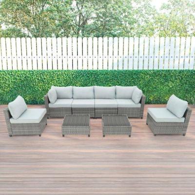 Deko Living 8 Piece Gray Outdoor Sectional Wicker Sofa Chairs and Tables - COP30111