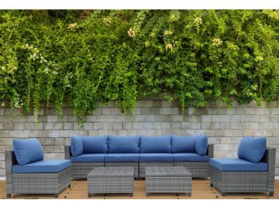Deko Living 8 Piece Gray Outdoor Sectional Wicker Sofa Chairs and Tables - COP30111