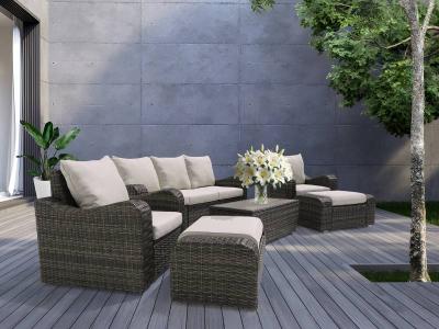 Deko Living 5 Place Seating Brown Outdoor Wicker Sofa and Sofa Chair Set with Table - COP30012