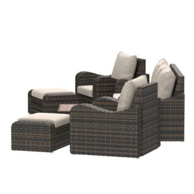 Deko Living 5 Place Seating Brown Outdoor Wicker Sofa and Sofa Chair Set with Table - COP30012