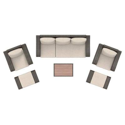 Deko Living 5 Place Seating Brown Outdoor Wicker Sofa and Sofa Chair Set with Table - COP30012