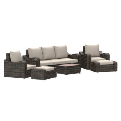 Deko Living 5 Place Seating Brown Outdoor Wicker Sofa and Sofa Chair Set with Table - COP30012