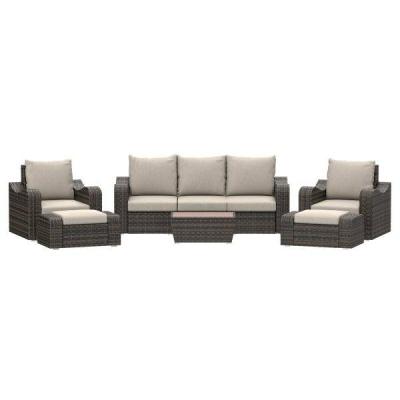 Deko Living 5 Place Seating Brown Outdoor Wicker Sofa and Sofa Chair Set with Table - COP30012