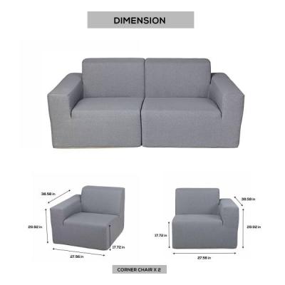 Deko Living 2 Place Seating Gray Outdoor Compressed Foam Sectional Sofas - COP30017SET