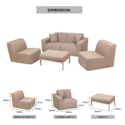 Deko Living 4 Place Seating Outdoor Compressed Foam Sectional Sofas and Ottoman Set - COP30117