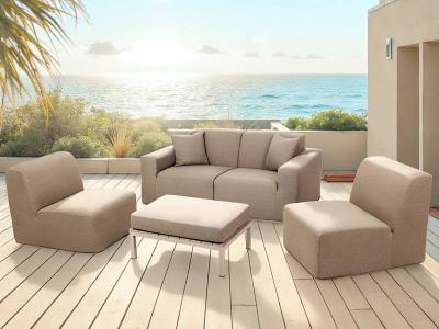 Deko Living 4 Place Seating Outdoor Compressed Foam Sectional Sofas and Ottoman Set - COP30117
