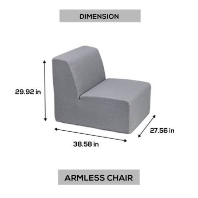 Deko Living Gray Outdoor Compressed Foam Armless Sectional Sofa Chair - COP30017ACH