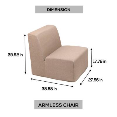 Deko Living Brown Outdoor Compressed Foam Armless Sectional Sofa Chair - COP30117ACH
