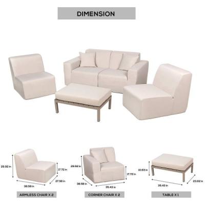 Deko Living Outdoor Compressed Foam Sectional Sofas and Ottoman Set - COP30217