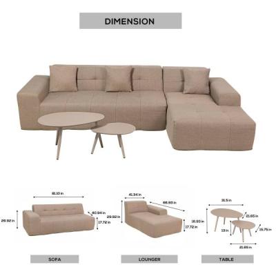 Deko Living Outdoor Compressed Foam Sectional Sofa Lounger and Table Set - COP30118