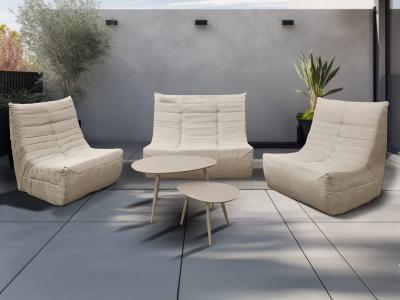 Deko Living 5 Piece Beige Outdoor Loveseat Sofa Chairs and Table Set - COP30219