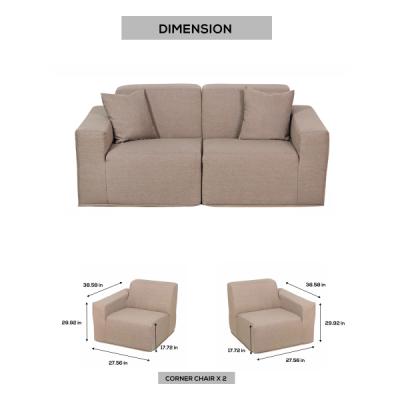 Deko Living 2 Place Seating Brown Compressed Foam Sectional Sofa - CIF50117SET