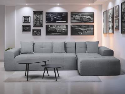 Deko Living 4 Piece Gray Compressed Foam Sectional Sofa Lounger and Table Set - CIF50018