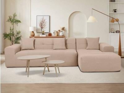 Deko Living 4 Piece Brown Compressed Foam Sectional Sofa Lounger and Table Set - CIF50118