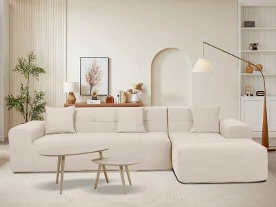 Deko Living 4 Piece Beige Compressed Foam Sectional Sofa Lounger and Table Set - CIF50218