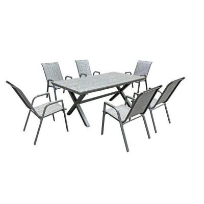Deko Living 7 Piece Gray Outdoor Dining Chairs and Table Set  - COP30702BLK