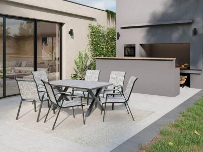 Deko Living 7 Piece Gray Outdoor Dining Chairs and Table Set  - COP30702BLK