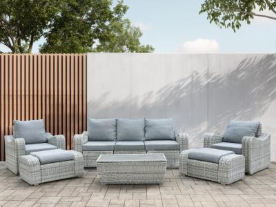 Deko Living 5 Place Seating Gray Outdoor Wicker Sofa and Sofa Chair Set with Table - COP30112