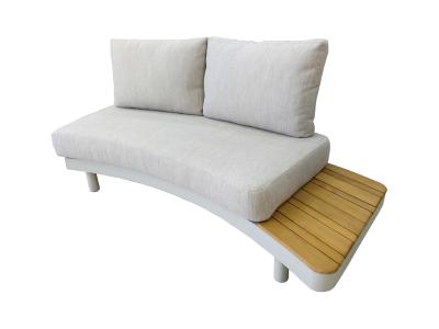 Deko Living 6 Place Seating Outdoor Cream Aluminum and Teak Contour Sofa Set - COP30013