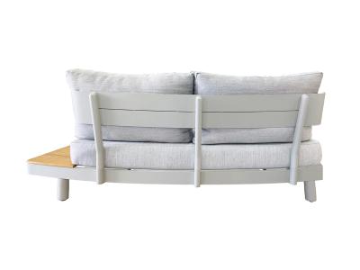 Deko Living 6 Place Seating Outdoor Cream Aluminum and Teak Contour Sofa Set - COP30013