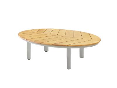 Deko Living 6 Place Seating Outdoor Cream Aluminum and Teak Contour Sofa Set - COP30013