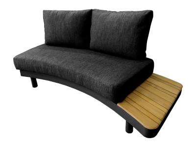 Deko Living 6 Place Seating Outdoor Gray Aluminum and Teak Contour Sofa Set - COP30113