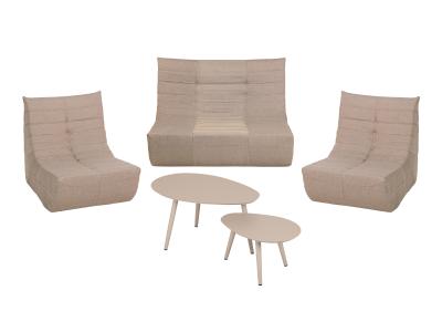 Deko Living 6 Piece Brown Compressed Foam Loveseat Sofa Chairs and Table Set - CIF50119