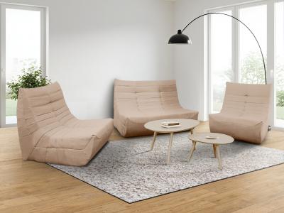 Deko Living 6 Piece Brown Compressed Foam Loveseat Sofa Chairs and Table Set - CIF50119