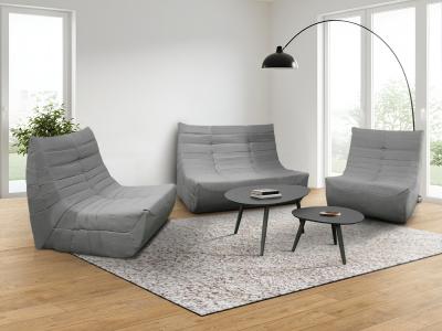 Deko Living 5 Piece Gray Compressed Foam Loveseat Sofa Chairs and Table Set - CIF50019