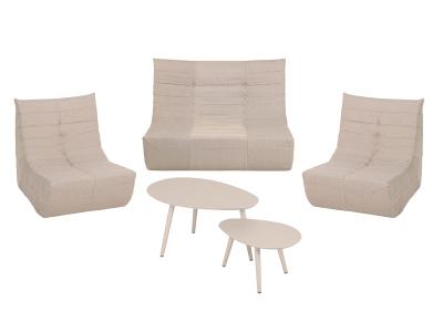 Deko Living 6 Piece Beige Compressed Foam Loveseat Sofa Chairs and Table Set - CIF50219