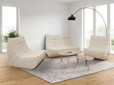 Deko Living 6 Piece Beige Compressed Foam Loveseat Sofa Chairs and Table Set - CIF50219
