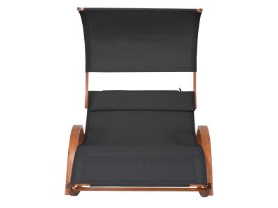 Deko Living Outdoor Wooden Frame Lounge Daybed with Black Upholstery & Canopy - COP20205BLK