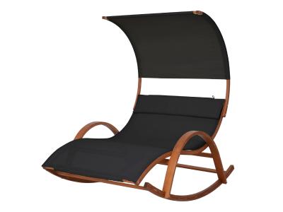 Deko Living Outdoor Wooden Frame Lounge Daybed with Black Upholstery & Canopy - COP20205BLK