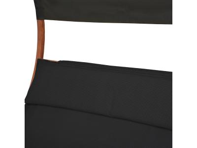 Deko Living Outdoor Wooden Frame Lounge Daybed with Black Upholstery & Canopy - COP20205BLK