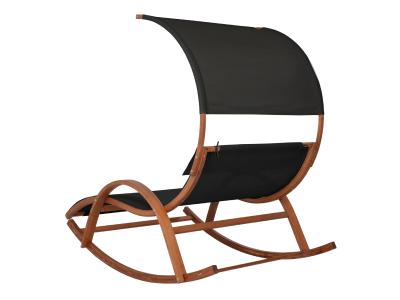 Deko Living Outdoor Wooden Frame Lounge Daybed with Black Upholstery & Canopy - COP20205BLK