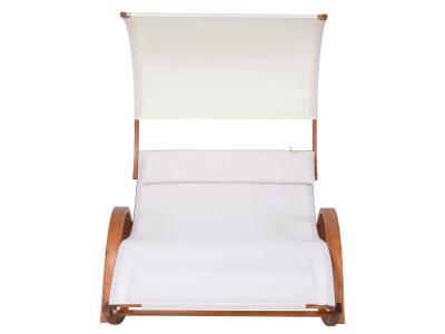 Deko Living Outdoor Wooden Frame Lounge Daybed with White Upholstery & Canopy - COP20205WHT