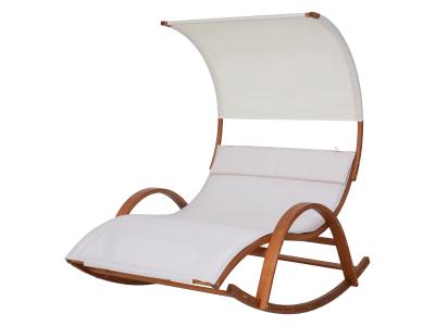 Deko Living Outdoor Wooden Frame Lounge Daybed with White Upholstery & Canopy - COP20205WHT