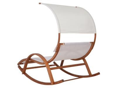 Deko Living Outdoor Wooden Frame Lounge Daybed with White Upholstery & Canopy - COP20205WHT