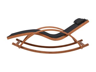 Deko Living Outdoor Rocking Wooden Frame Lounge Chair with Black Upholstery - COP20206BLK